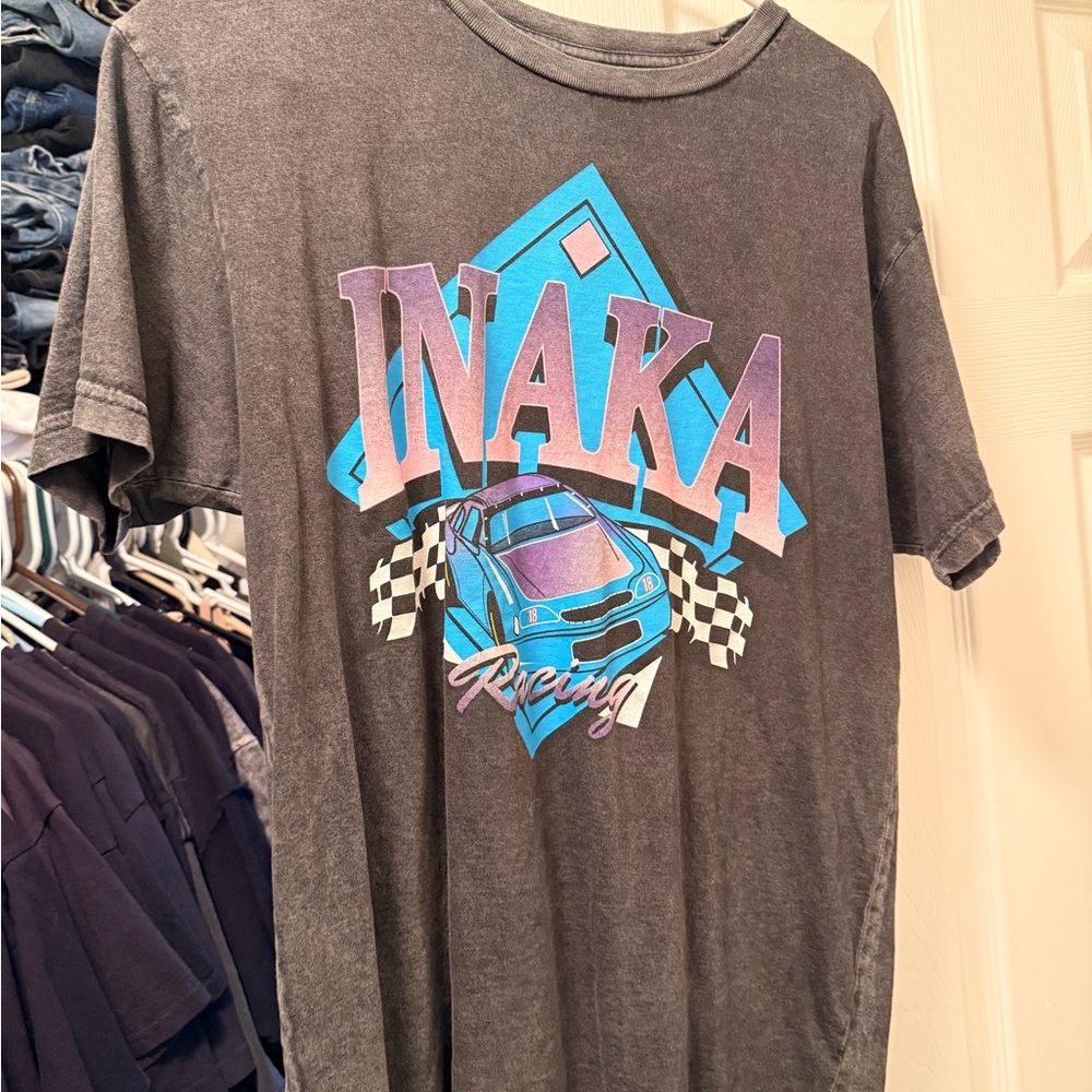 Inaka Power Gray Tee with Blue and Purple Graphics